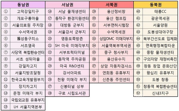서울 주요 사업 위치도 [자료=국토부 제공]