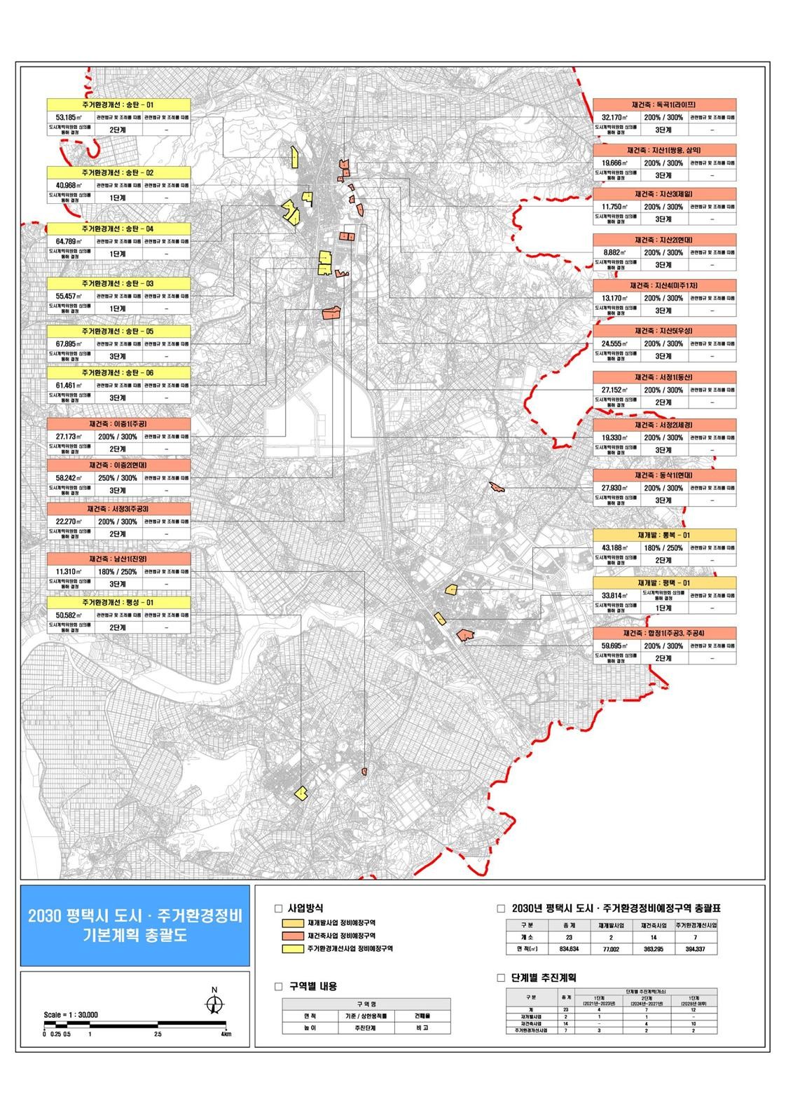 경기 평택시 2030 도시·주거환경정비기본계획상 정비예정구역 총괄도 [자료=평택시 제공]