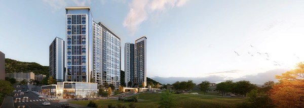 지난 26일 현대엔지니어링이 경남 양산시 복지아파트의 재건축 시공권을 따냈다. 이곳 재건축을 통해 최고 25층 높이의 아파트 453가구 등을 건립할 계획이다.[투시도=현대엔지니어링 제공]