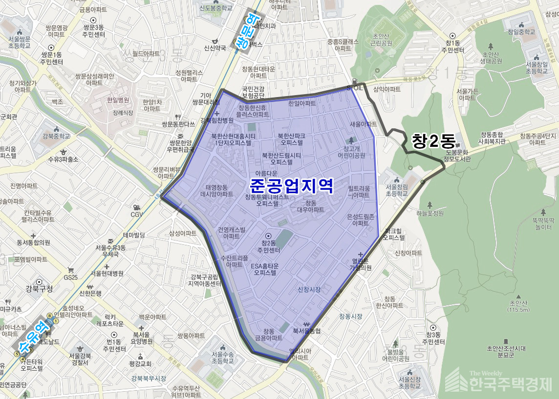 서울 도봉구 창2동 및 준공업지역 [위치도=도봉구 제공]