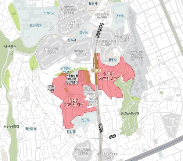 창신·숭인동 일대 신통기획 후보지 위치도 [사진=서울시]