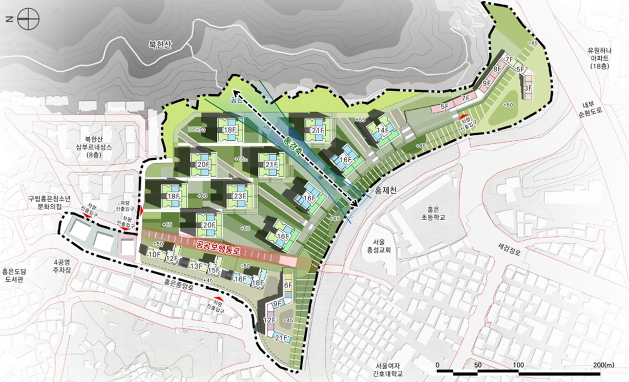 서울 서대문구 홍은동 8-400일대 신통기획 건축배치 계획안 [자료=서울시]