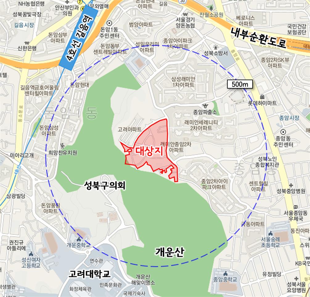 서울 성북구 종암동 125-35번지 일대가 서울시에서 추진한 신속통합기획 주택재개발사업 후보지 수시모집에 후보지로 최종 선정됐다. [자료=성북구 제공]