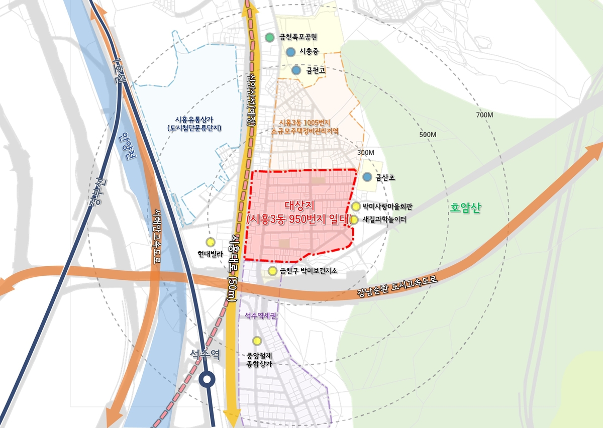 서울 금천구 시흥5동 950번지 일대 [위치도=금천구 제공]