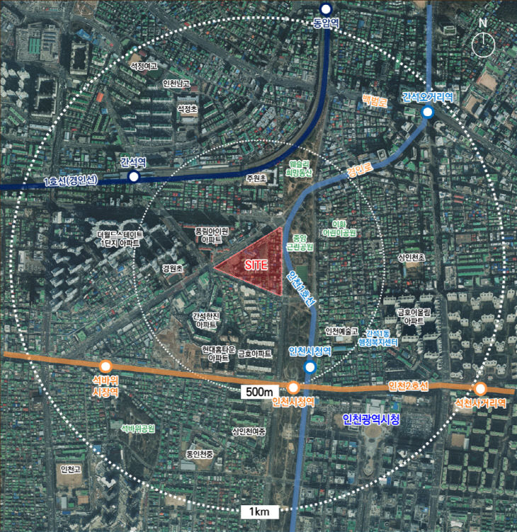 인천 남동구 간석동 중앙근린공원 서측구역 [위치도=남동구 제공]