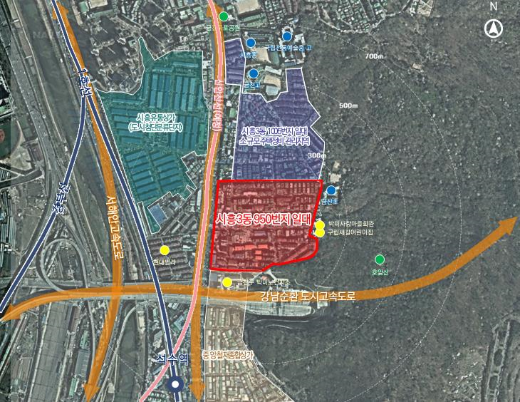 서울 금천구 시흥3동 950번지 일대 모아타운 [위치도=서울시 제공]