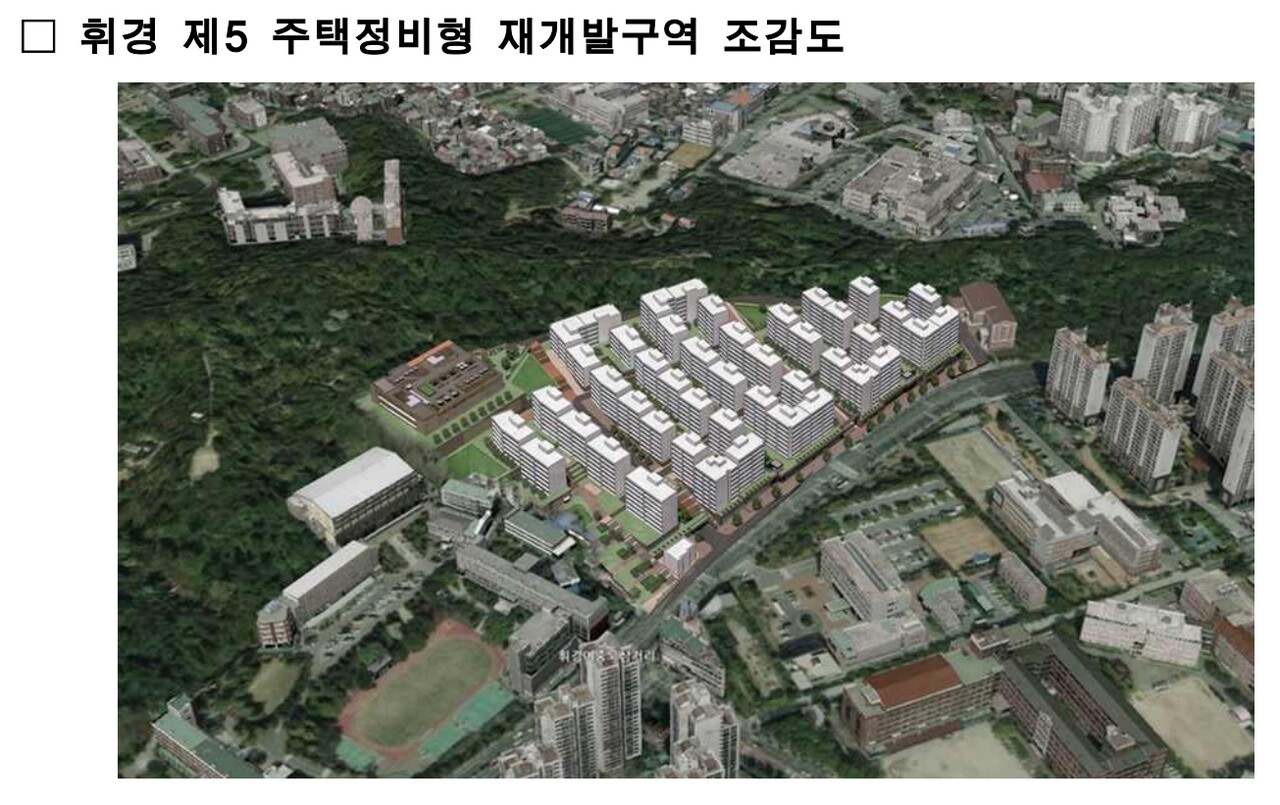 서울 동대문구 휘경5구역이 재개발사업 조합직접설립에 본격적으로 착수한다. [조감도=서울시 정비사업 정보몽땅]