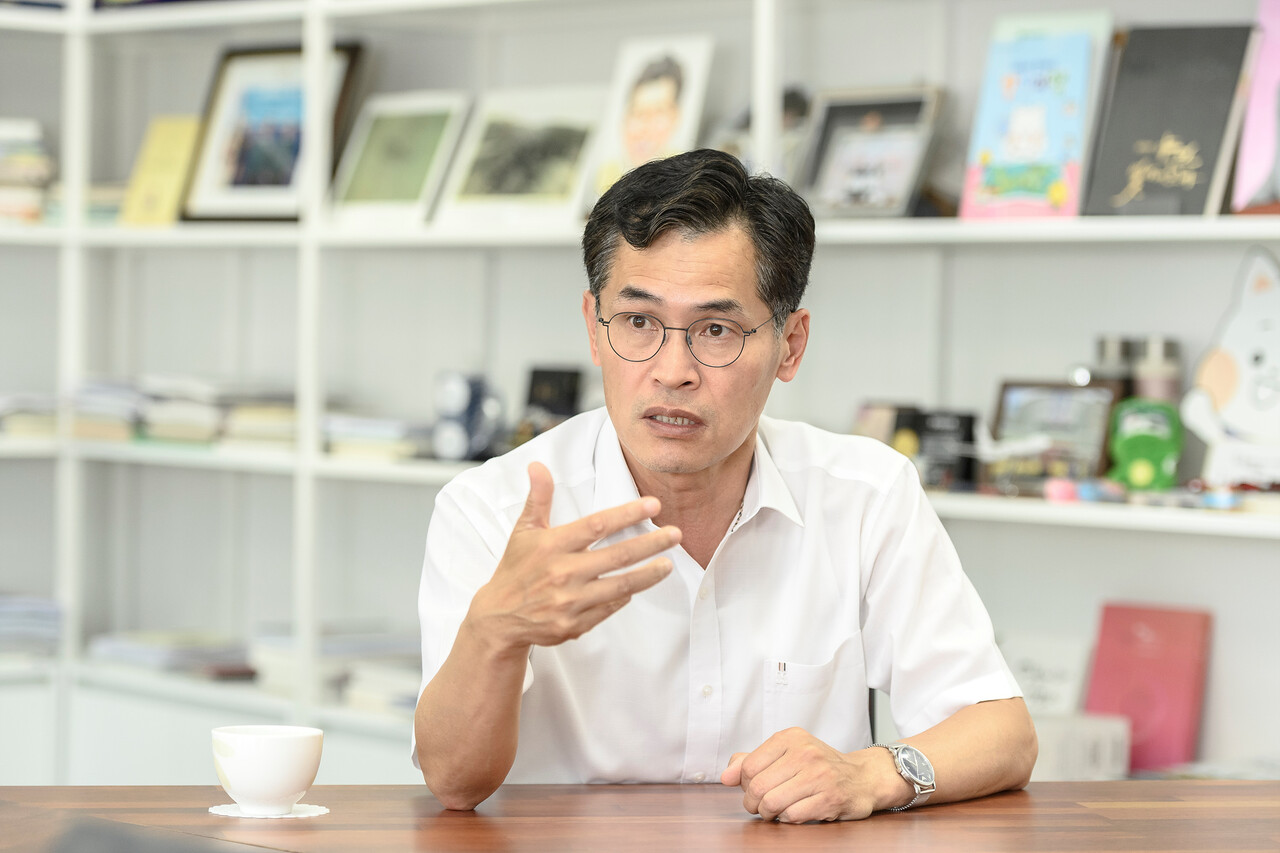 목동선 당위성을 피력하고 있는 이기재 양천구청장 [사진=양천구 제공]