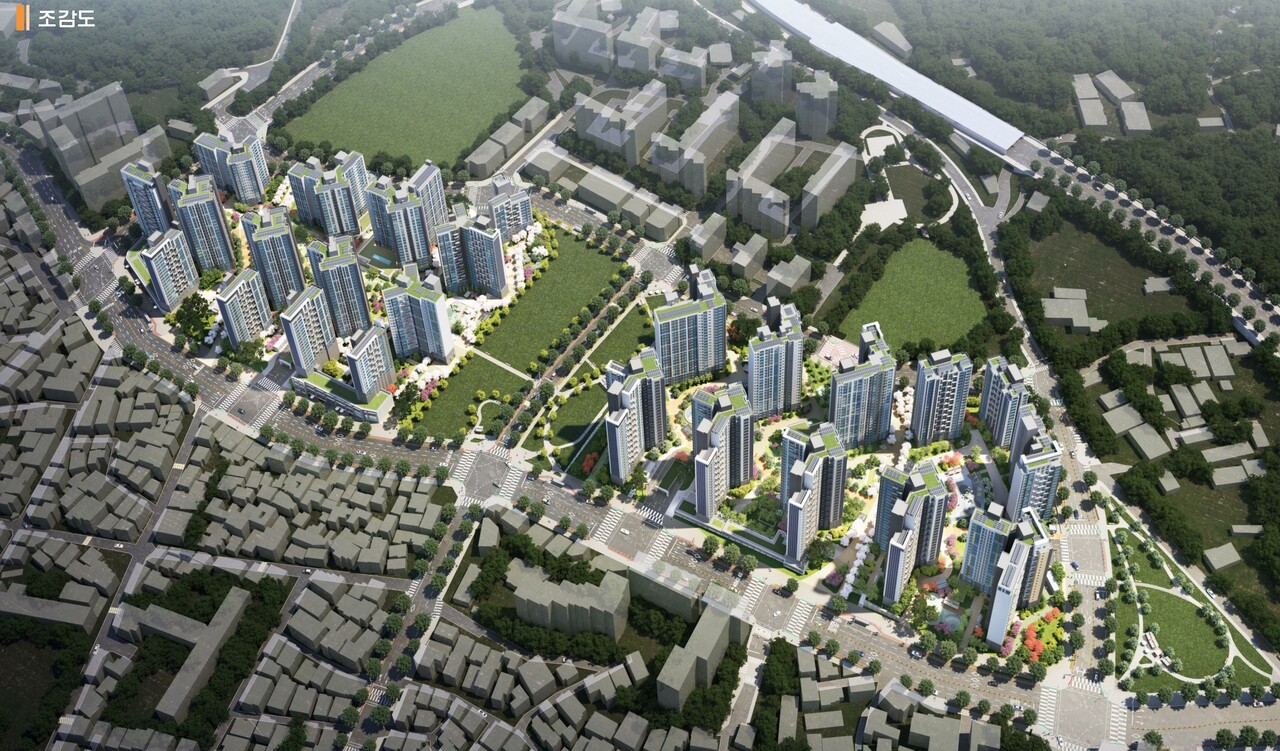 공사비 1조원 이상 규모인 서울 송파구 마천3구역의 재개발사업 시공자 현장설명회에 8개사가 참석했다. [조감도=서울시 정비사업 정보몽땅]