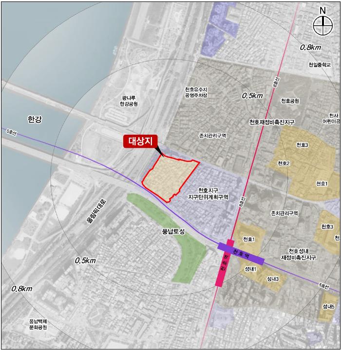서울 강동구 천호A1-1구역 공공재개발 [위치도=서울시 제공]