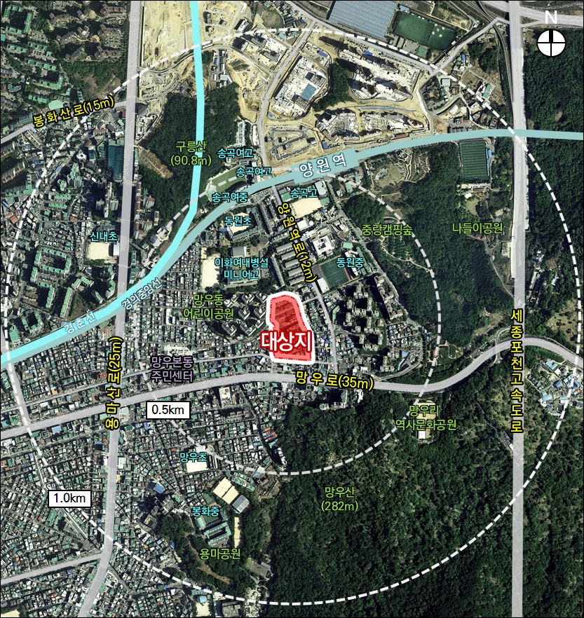 서울 중랑구 망우1구역 공공재건축이 사업성 보정계수를 적용해 사업성이 개선될 전망이다. [위치도=서울특별시청]