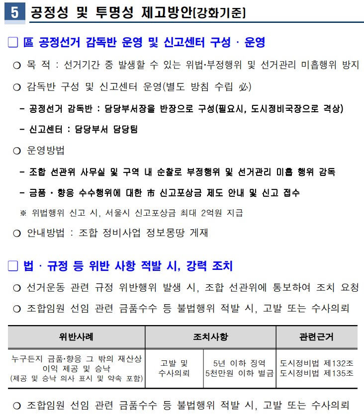 서울 서대문구가 조합임원 선임절차 공정성 및 투명성 제고 방안을 마련했다. 