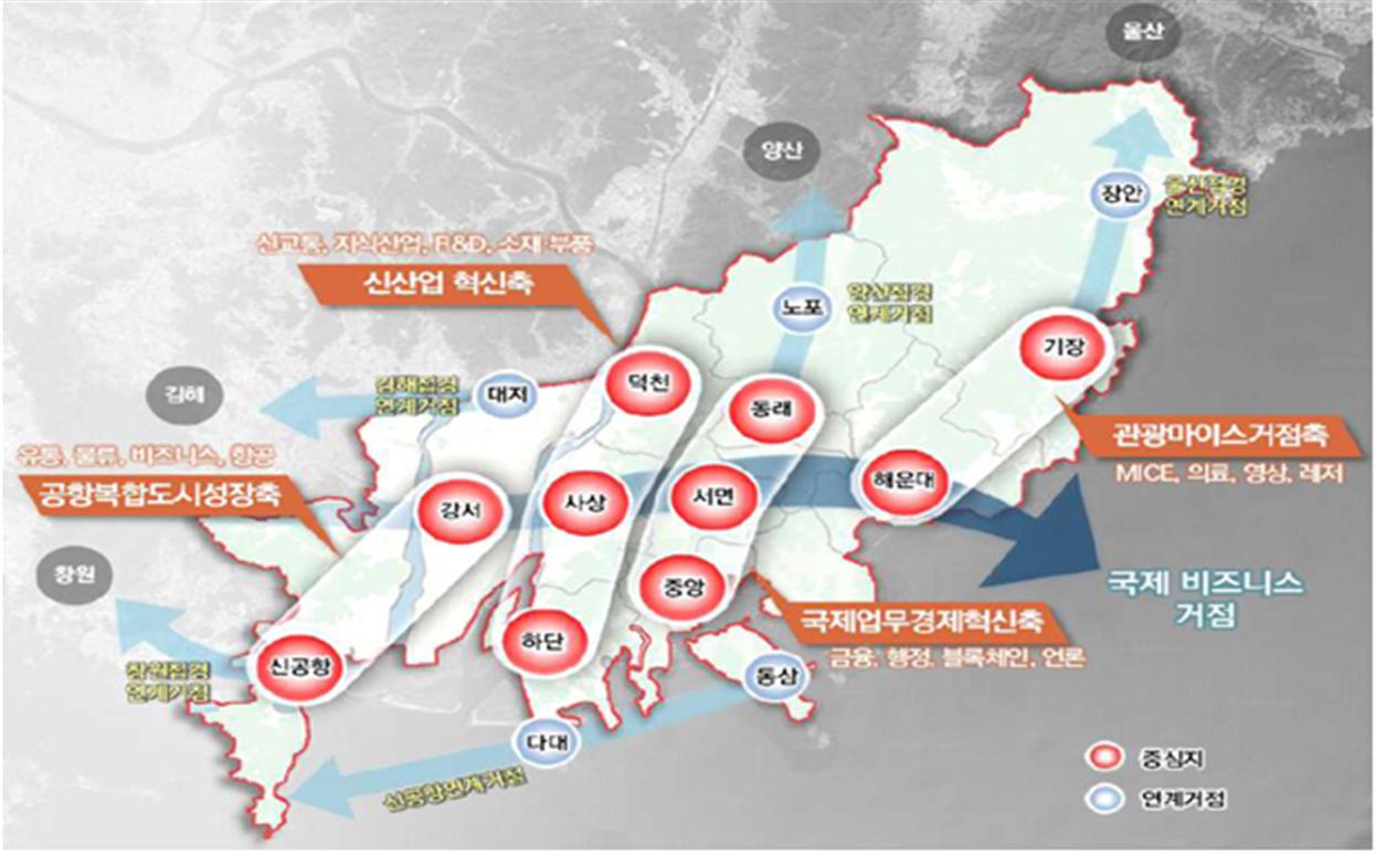 2040년 부산도시기본계획 중심지 10-코어 [자료=부산시 제공]