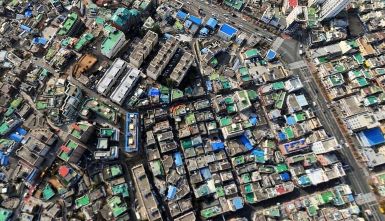 부산 동래구 사직3구역 재개발 일대 [사진=네이버 항공뷰]