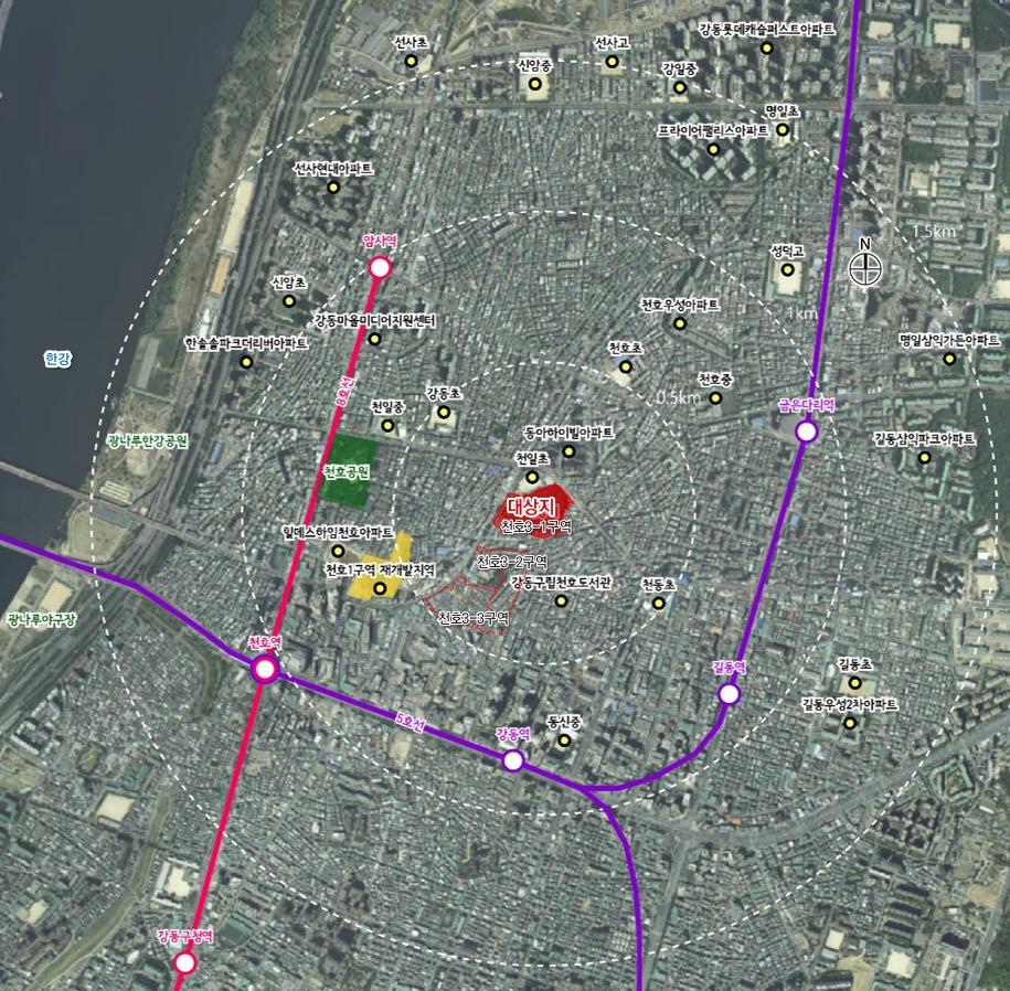 서울 강동구 천호동 214-9번지 일대 재개발 [위치도=서울시 제공]