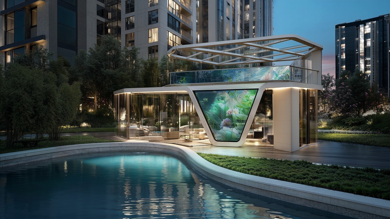 푸르지오 AI 미디어 파고라 [사진=대우건설 제공]