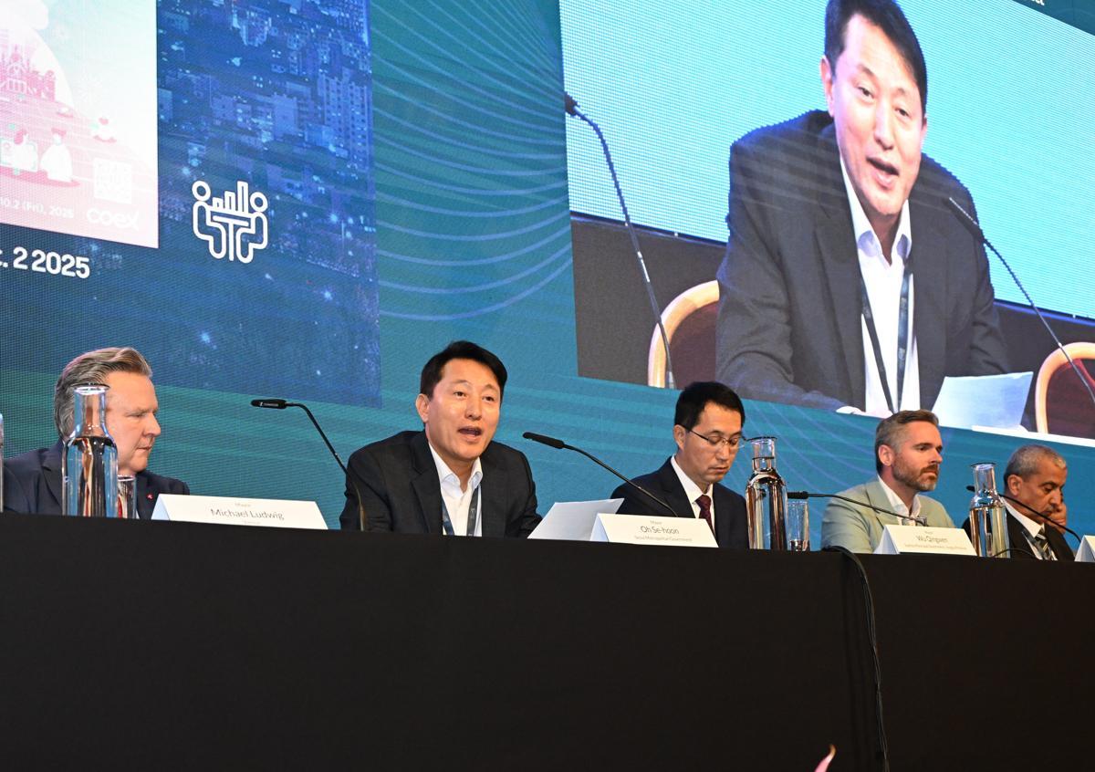 지난 3일 오스트리아 빈 시청사에서 열린 ‘세계도시정상회의 시장포럼’에 참석한 오세훈 서울시장 [사진=서울시 제공]