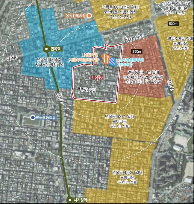 서울 중랑구 면목본동 297-28번지 모아타운 일대 위치도 [이미지=한국주택경제신문DB}