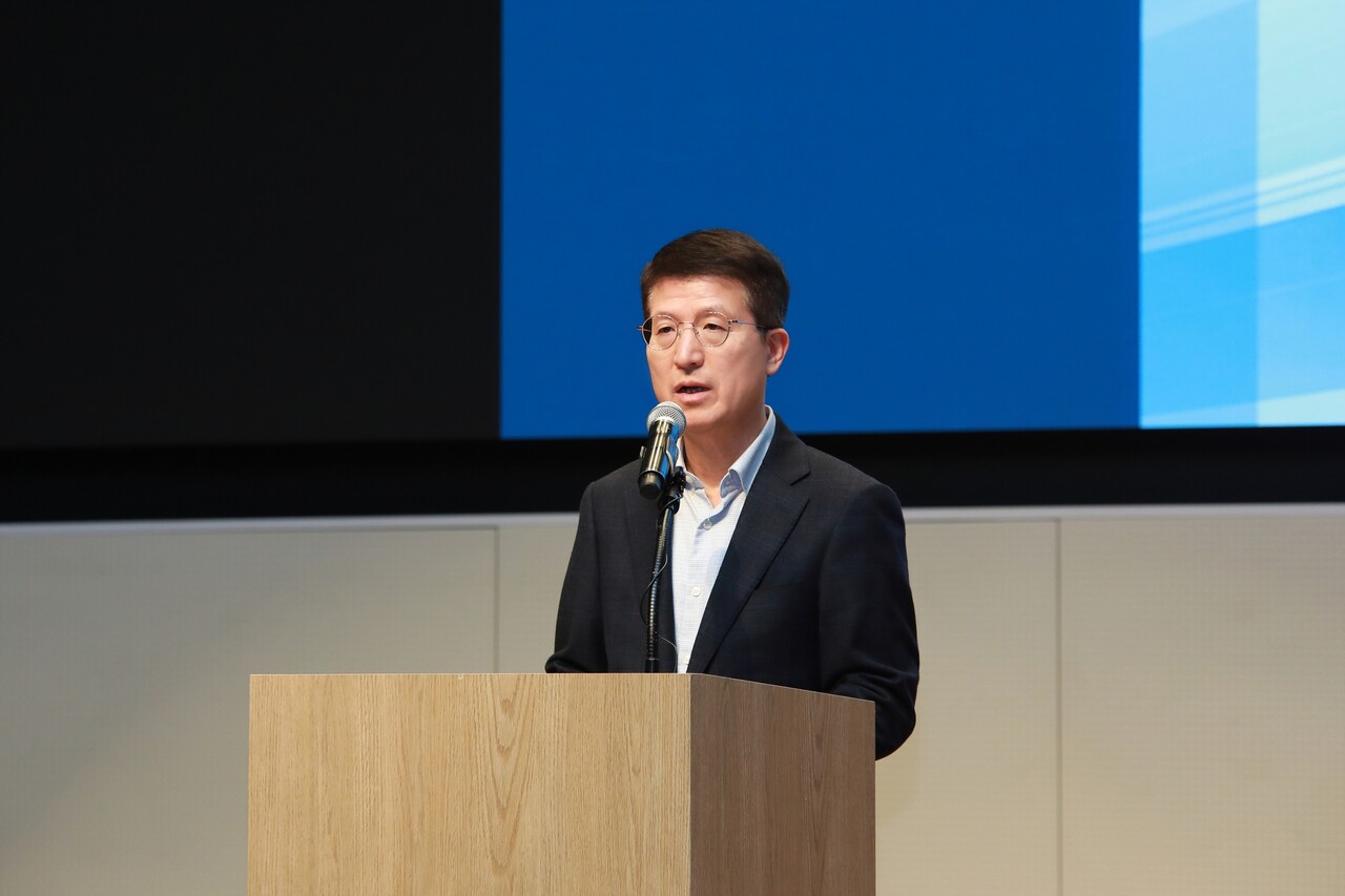 삼성물산 오세철 대표이사가 2025 AI Day 행사에서 환영사를 하고 있다. [사진=삼성물산]