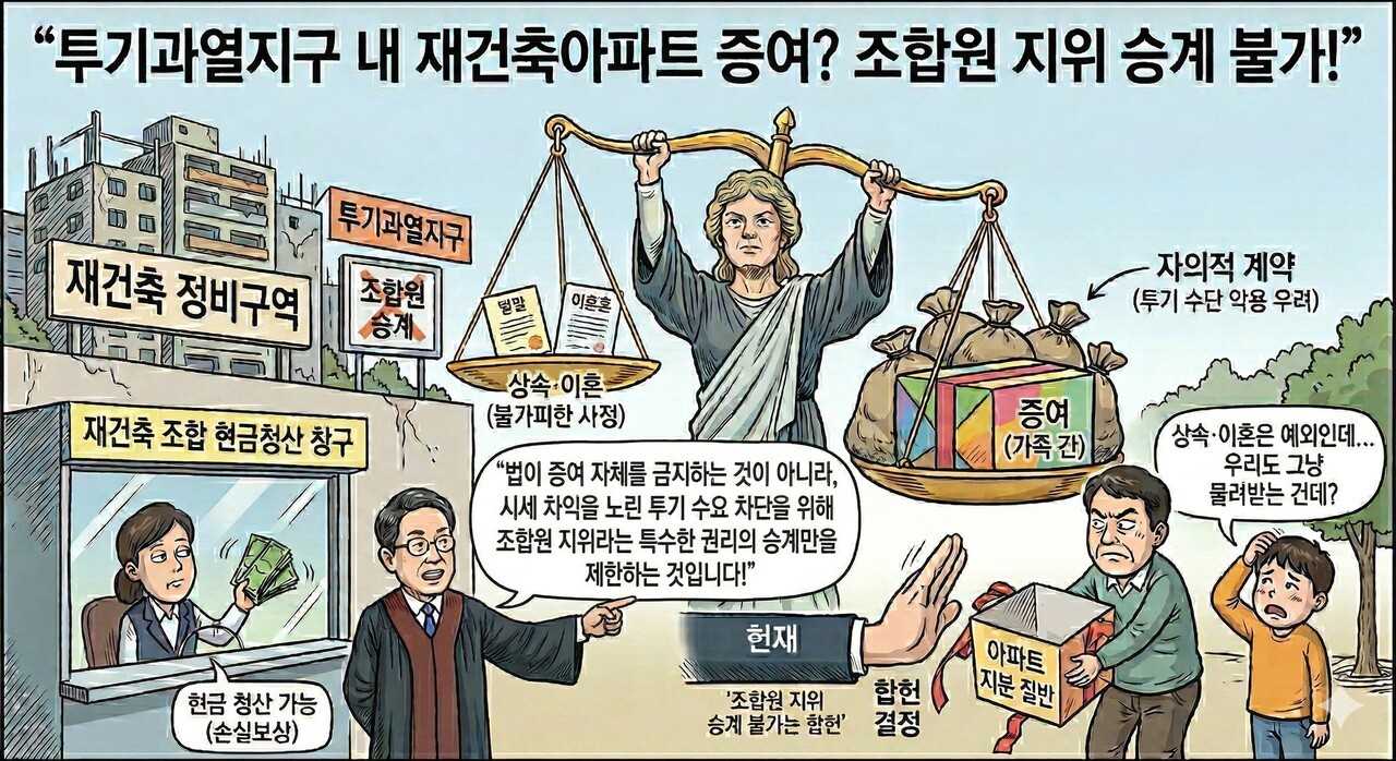 투기과열지구 내 재건축아파트 증여했다면? 헌재 “조합원 지위 승계 불가는 합헌”